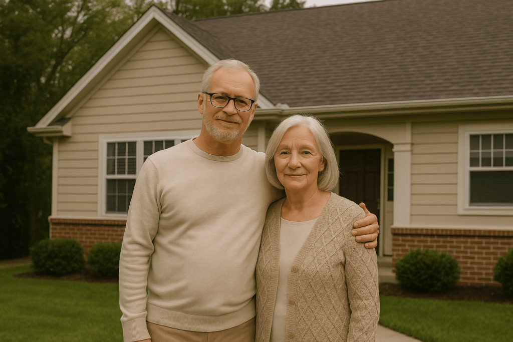 couple with their home