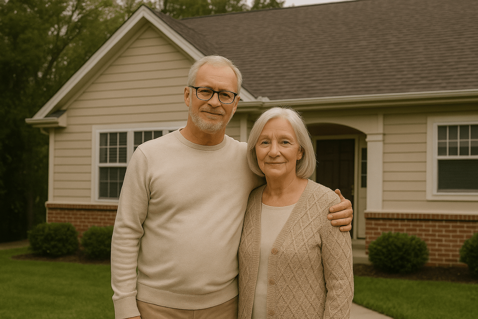 couple with their home