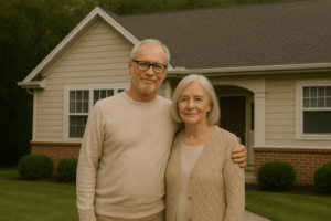 Couple with their home